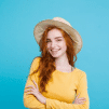 Woman smiling after professional carpet cleaning in a bright room.